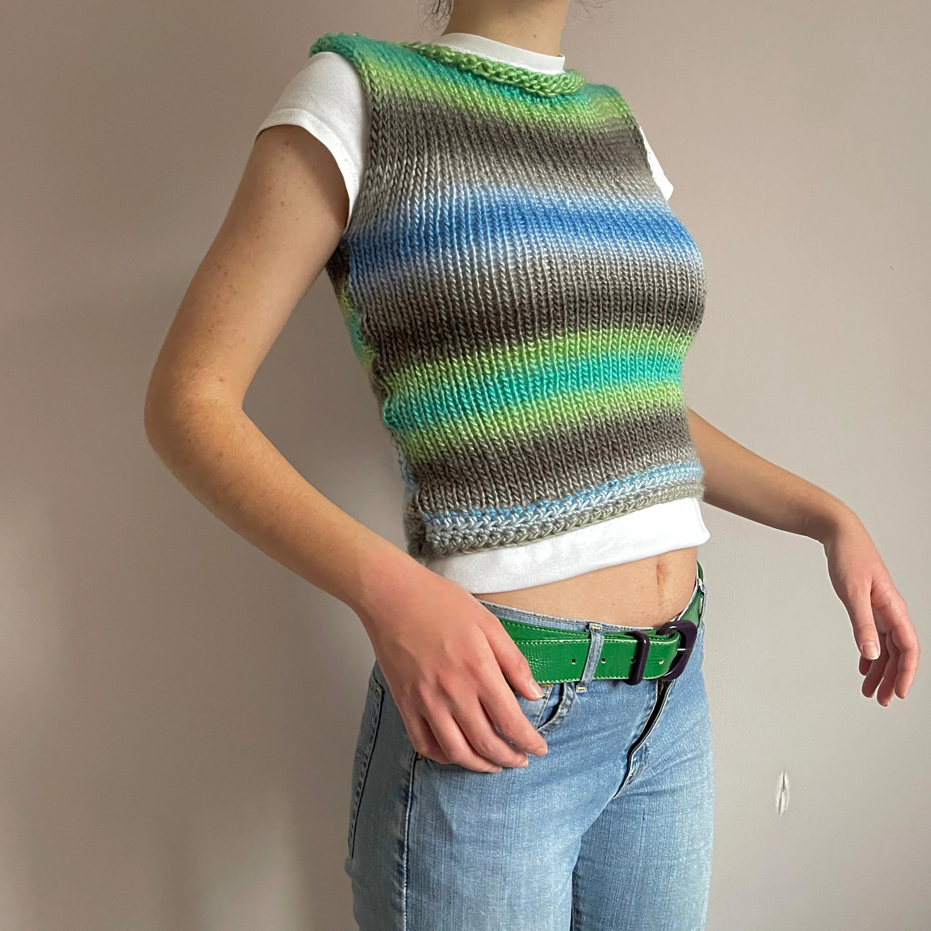 The Ocean Shades Vest - handmade knitted sweater vest