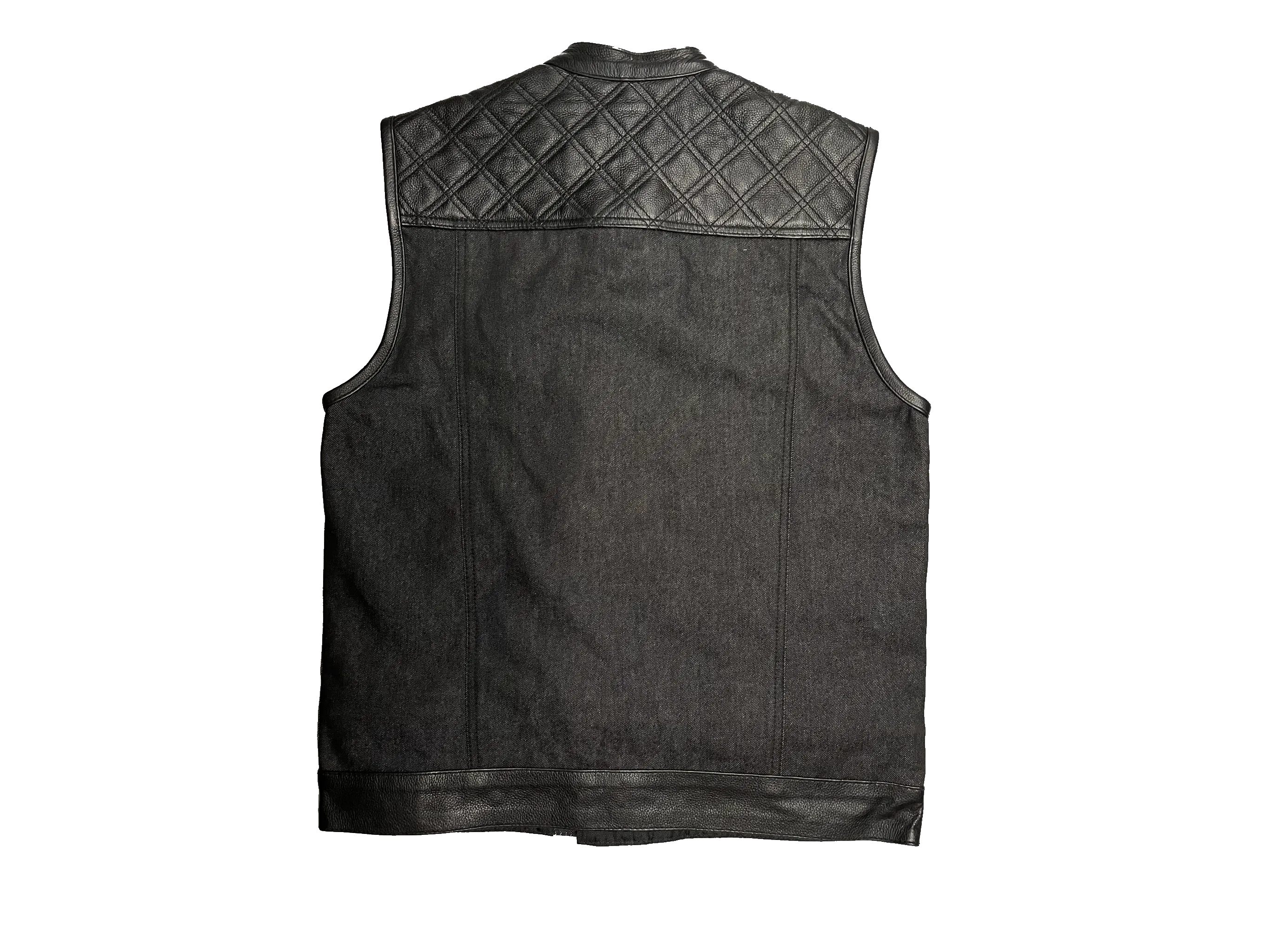 The "Club Diamond" Black Diamond Stitch Leather/Denim Club Vest