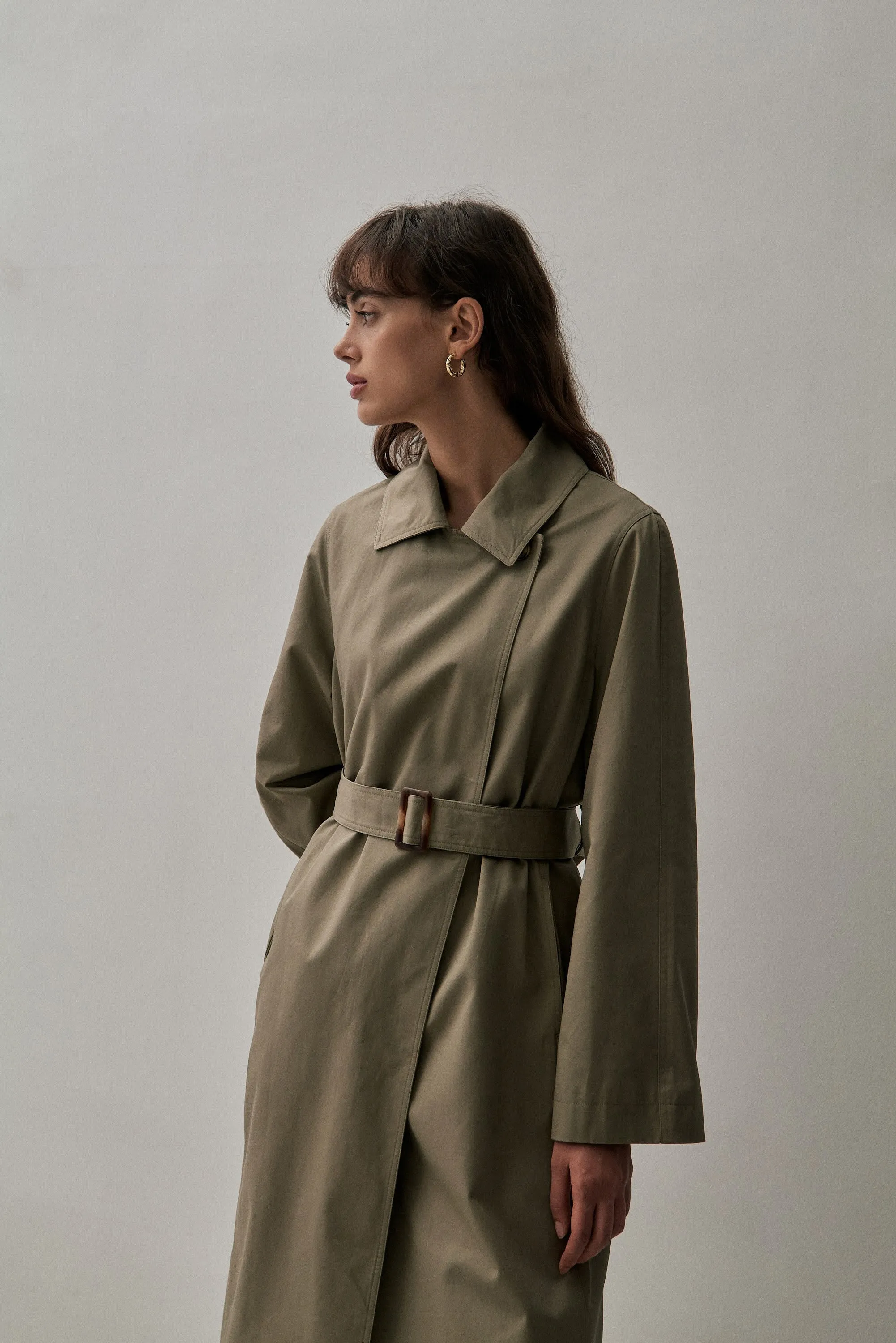 THE TAILORED TRENCH- SAGE GREEN