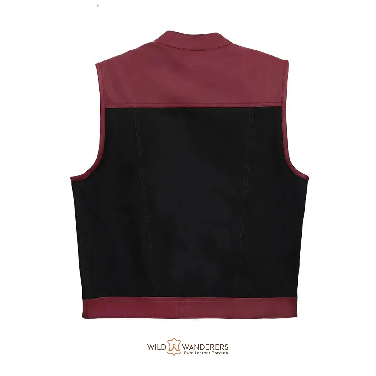 Unique Red & Black Design Oxblood Leather Vest