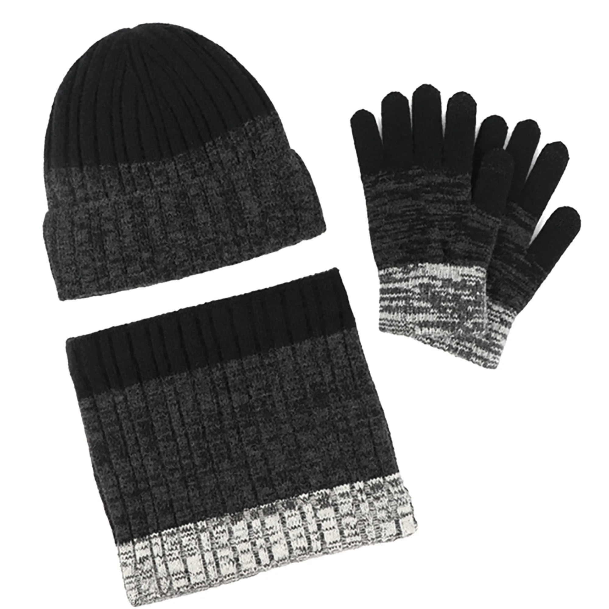 Unisex Winter Beanie Hat, Infinity Scarf and Glove Set