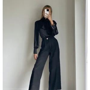 VERA Black High Waist Wide Leg Classic Pants