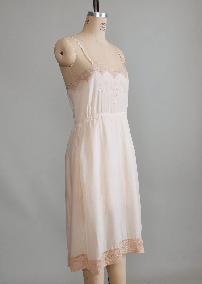 Vintage 1920s Silk Step In Slip and Tap Pants Combo