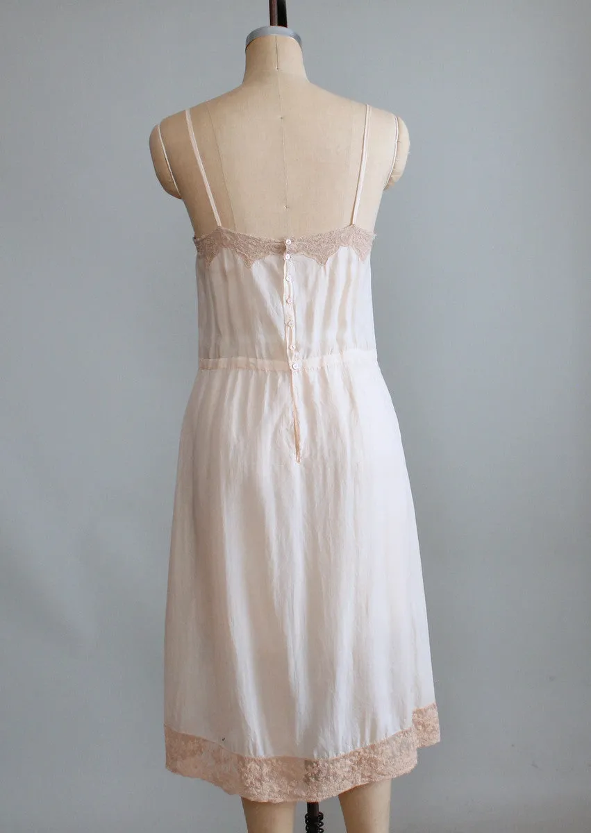 Vintage 1920s Silk Step In Slip and Tap Pants Combo