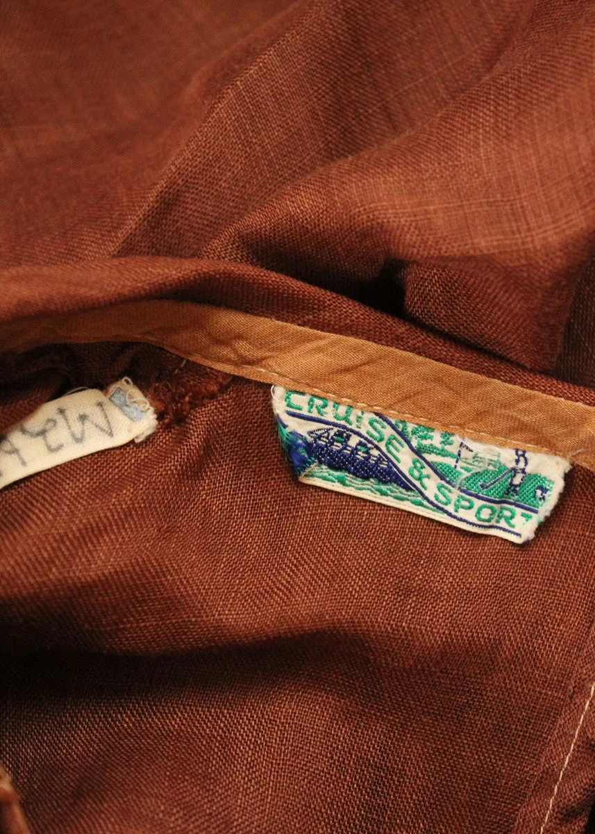 Vintage 1930s Brown Linen Sportswear Shirt