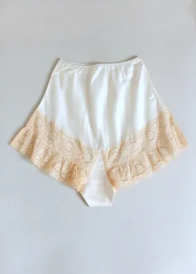 Vintage 1930s Ivory Rayon and Lace Tap Pants NOS