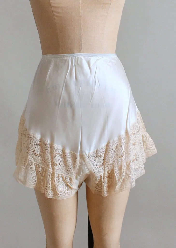 Vintage 1930s Ivory Rayon and Lace Tap Pants NOS