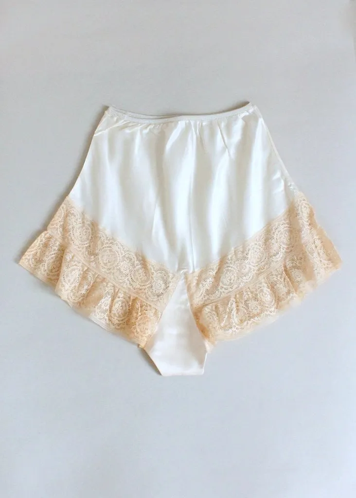 Vintage 1930s Ivory Rayon and Lace Tap Pants NOS