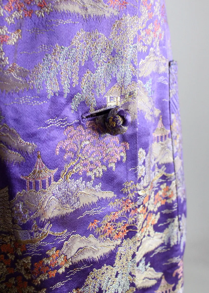 Vintage 1940s Purple Silk Asian Jacket