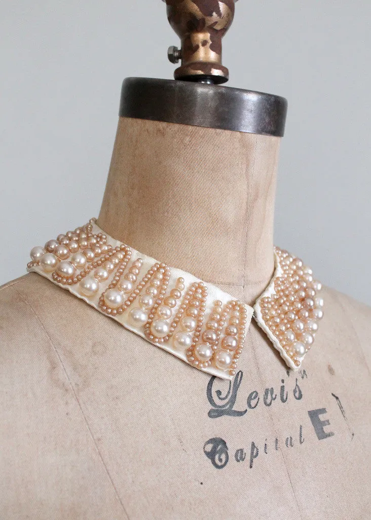 Vintage 1960s Zig Zag Pearl Beaded Sweater Collar