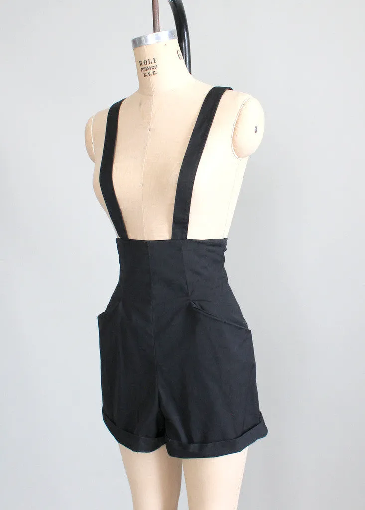 Vintage 1980s High Waist Suspender Shorts