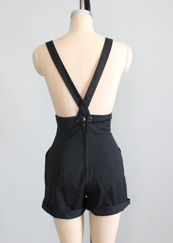 Vintage 1980s High Waist Suspender Shorts