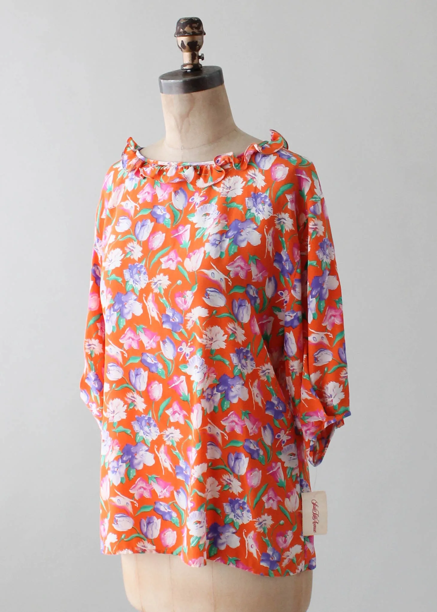 Vintage 1980s Ungaro Floral Silk Blouse NOS