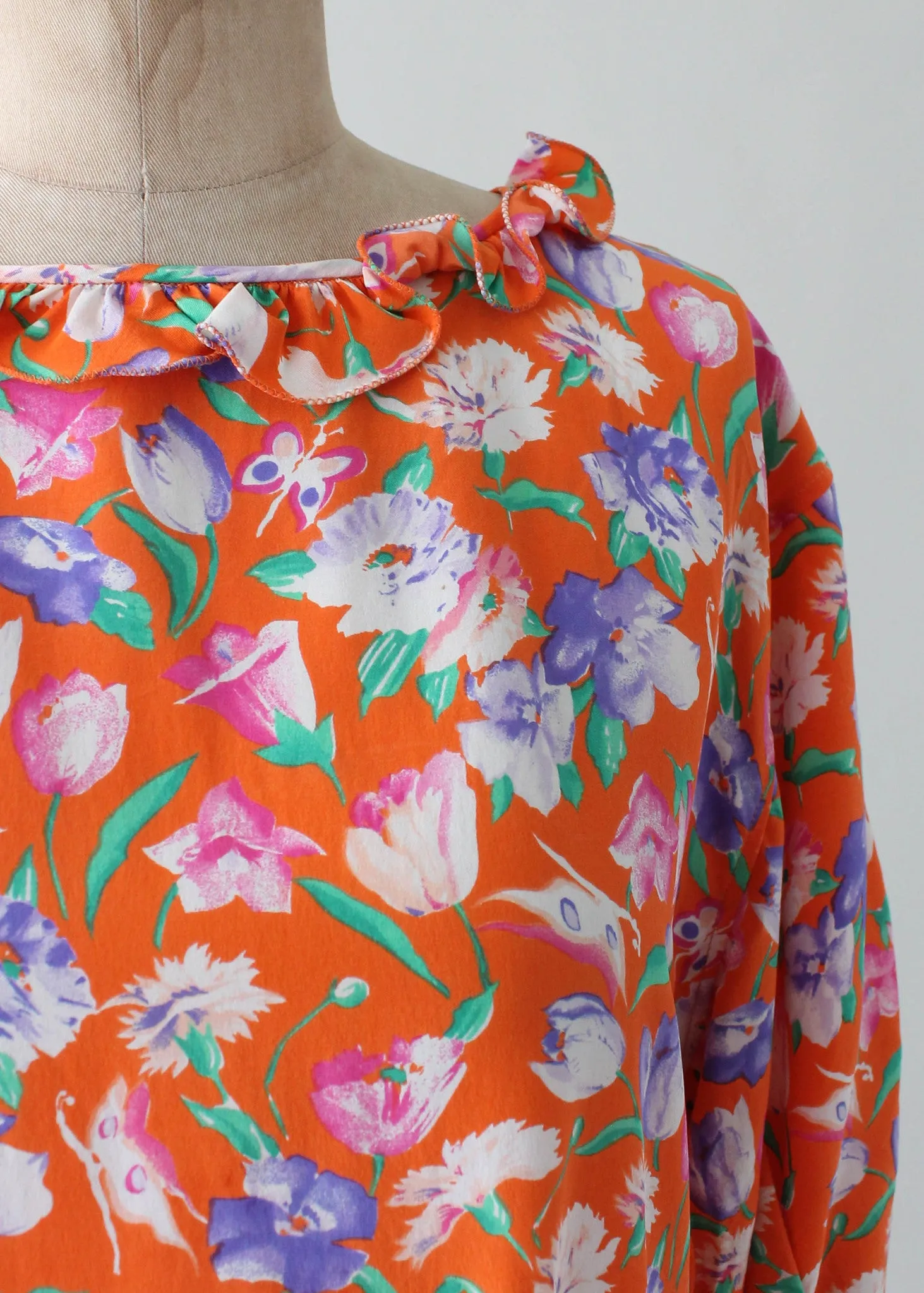 Vintage 1980s Ungaro Floral Silk Blouse NOS