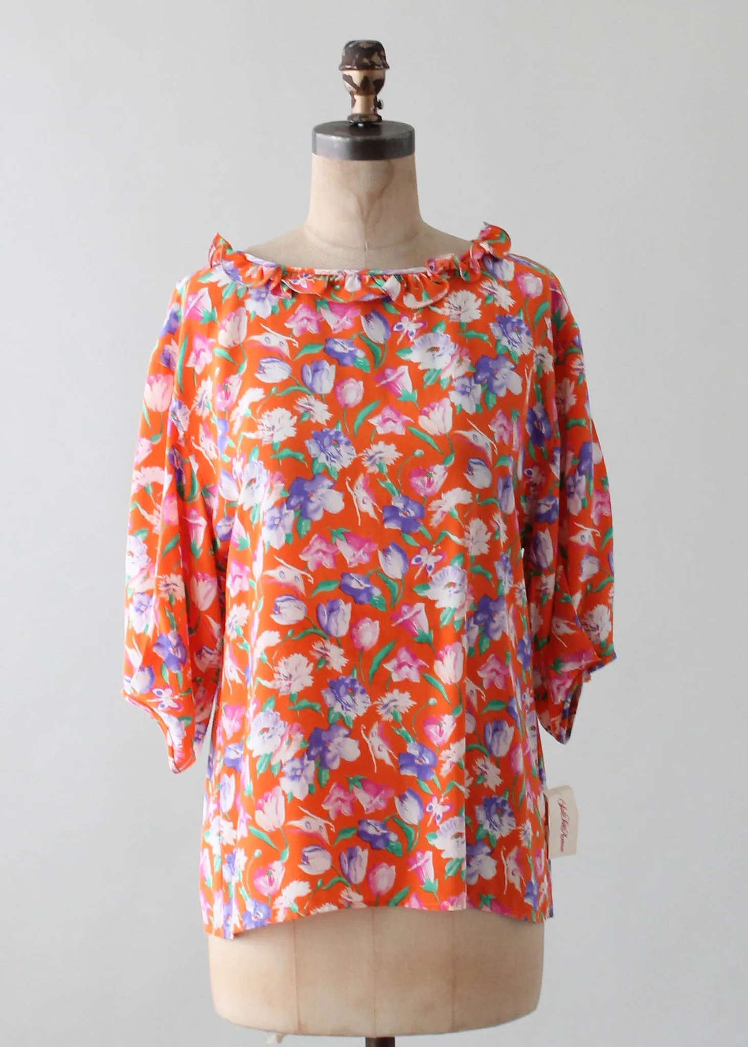 Vintage 1980s Ungaro Floral Silk Blouse NOS