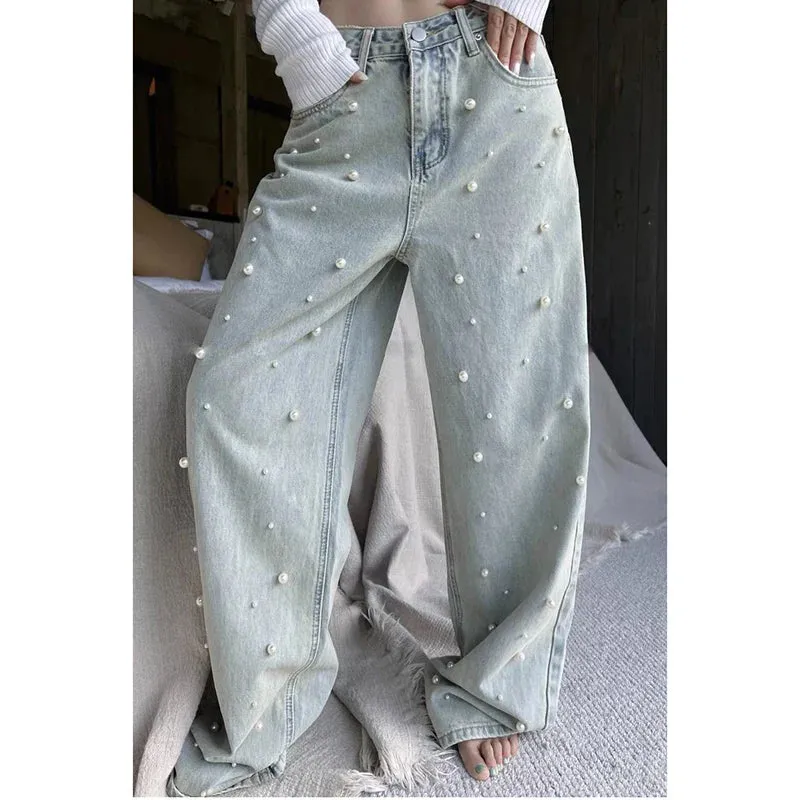 Vintage High Waist Straight Jeans Pants