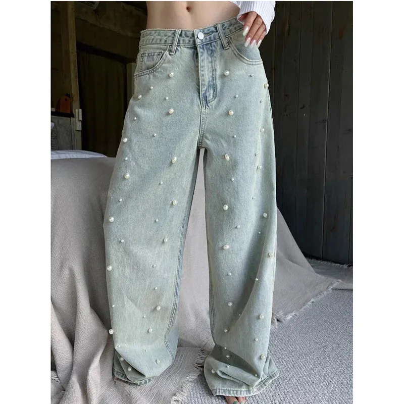 Vintage High Waist Straight Jeans Pants