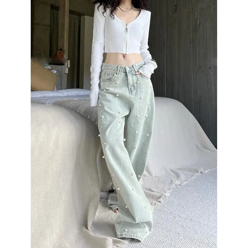 Vintage High Waist Straight Jeans Pants