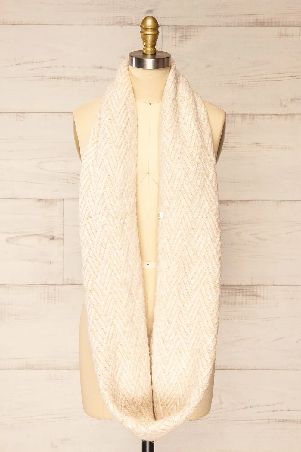 Vonderbone | Beige Knit Infinity Scarf