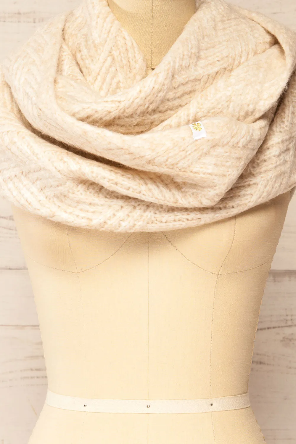 Vonderbone | Beige Knit Infinity Scarf