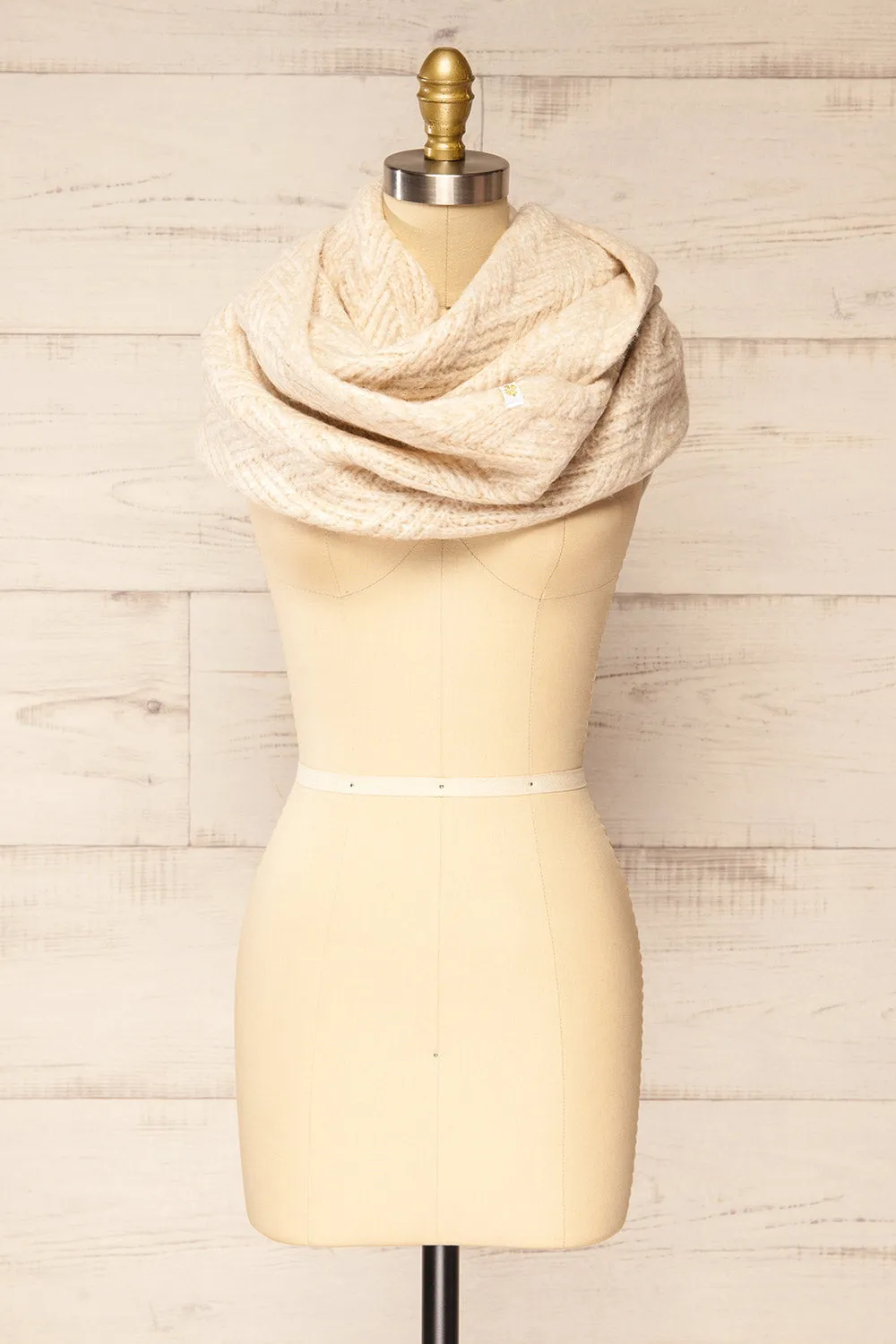 Vonderbone | Beige Knit Infinity Scarf