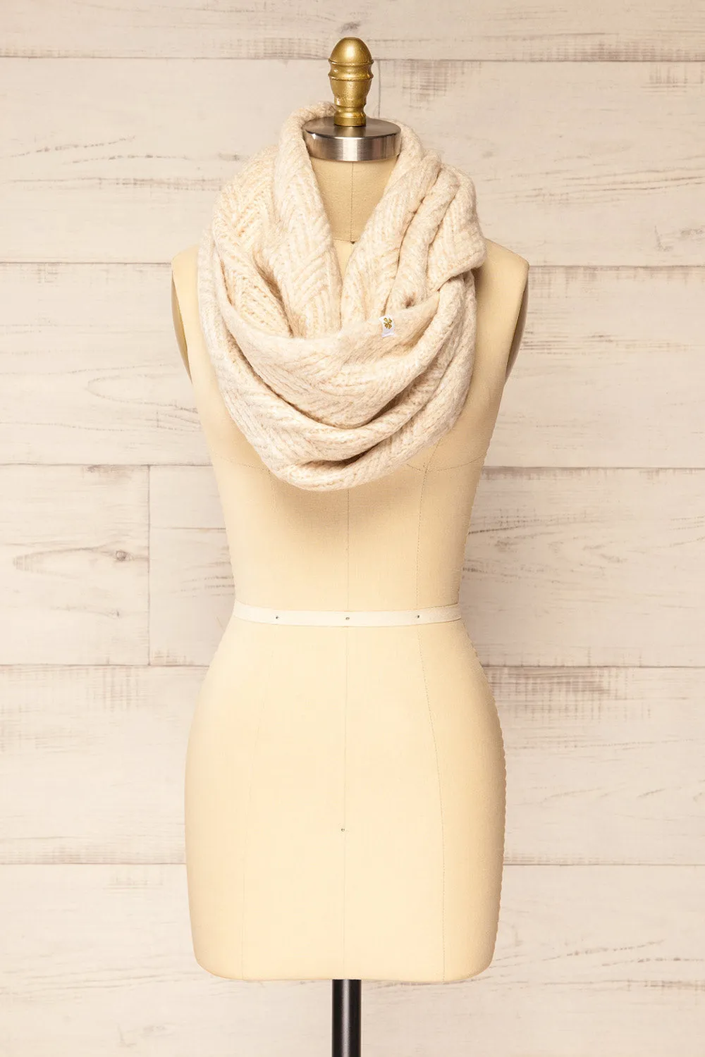 Vonderbone | Beige Knit Infinity Scarf