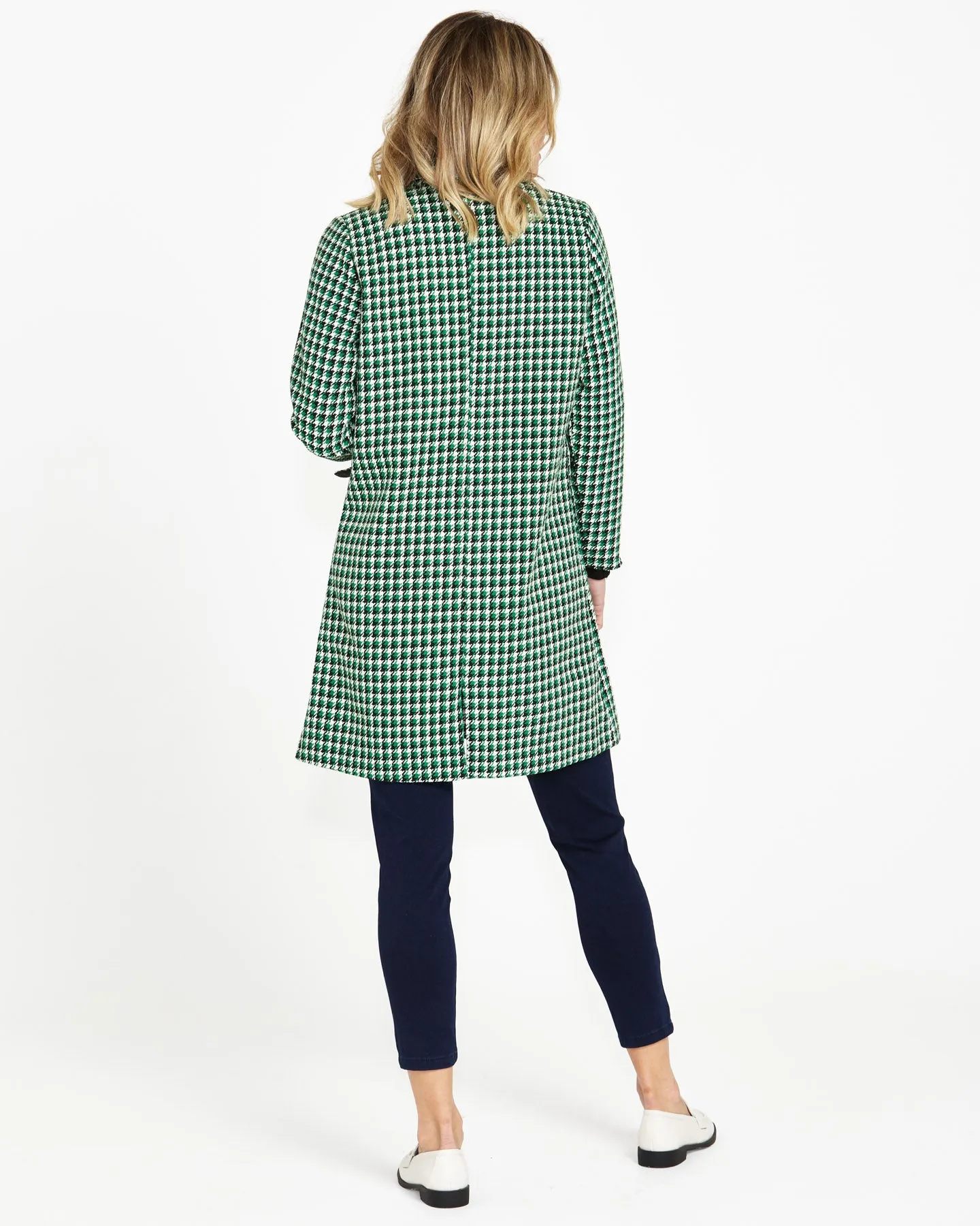 WANDA COAT - GREEN HOUNDSTOOTH