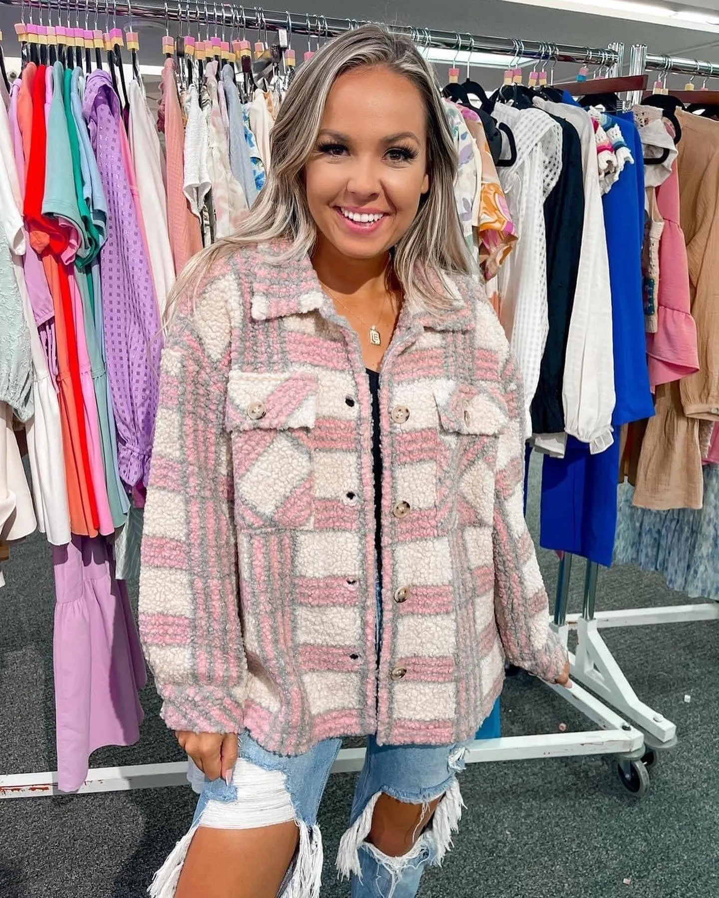 Warm and Fuzzy Plaid Sherpa Jacket