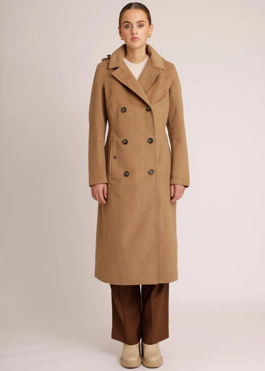 Waterproof Double Breasted Trench Wool - Soft Camel