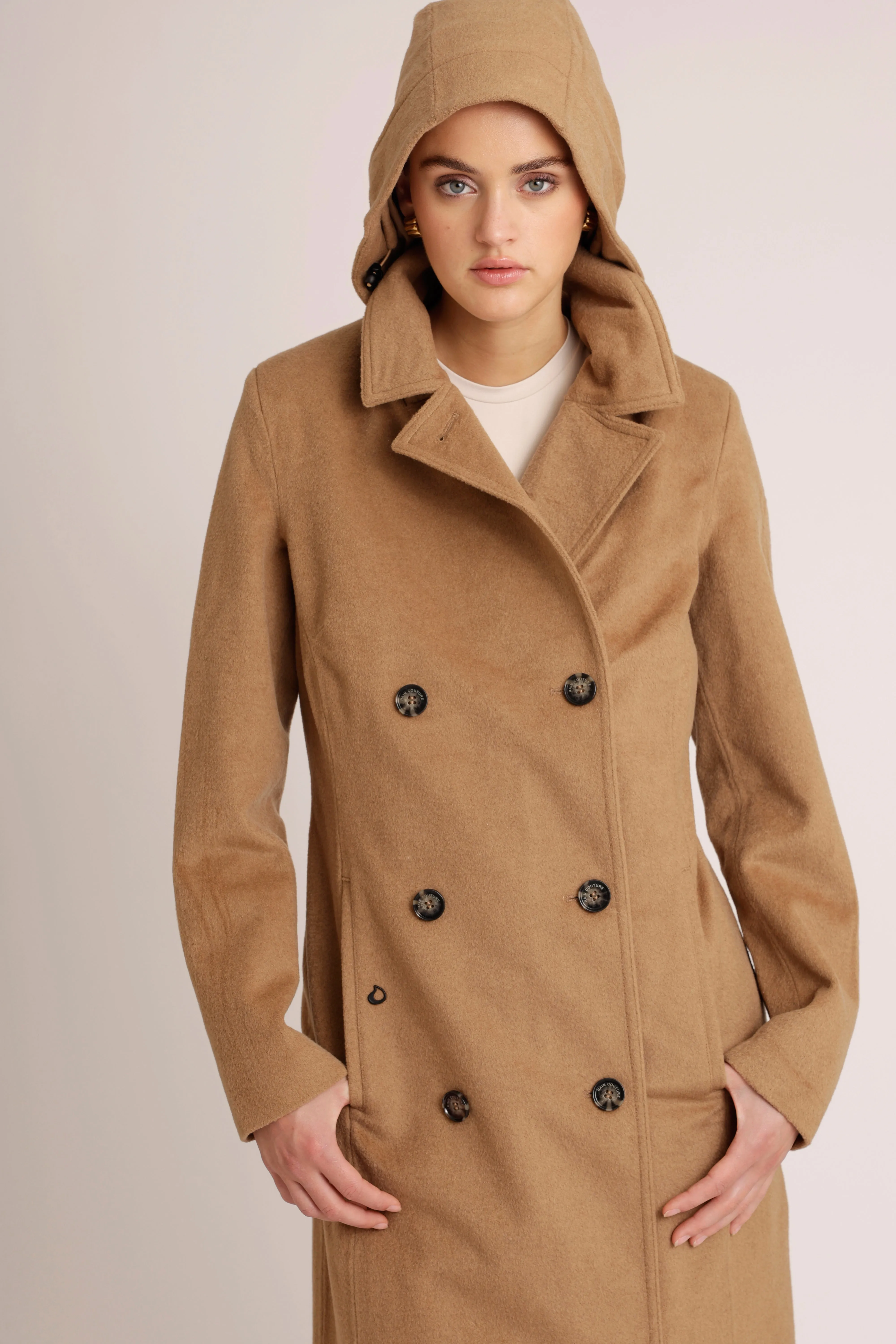 Waterproof Double Breasted Trench Wool - Soft Camel