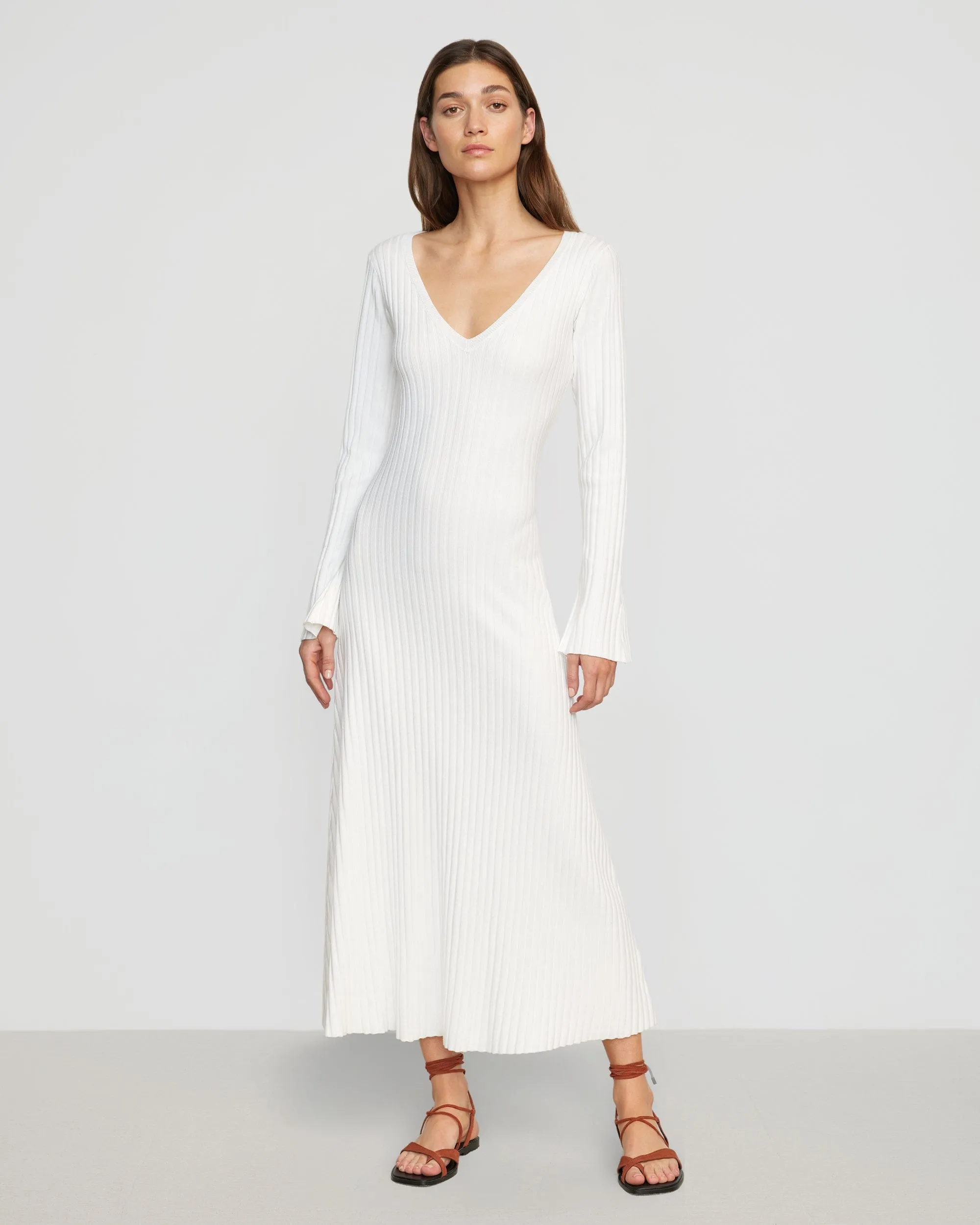 Wesley Ribbed V-Neck Sweater Dress