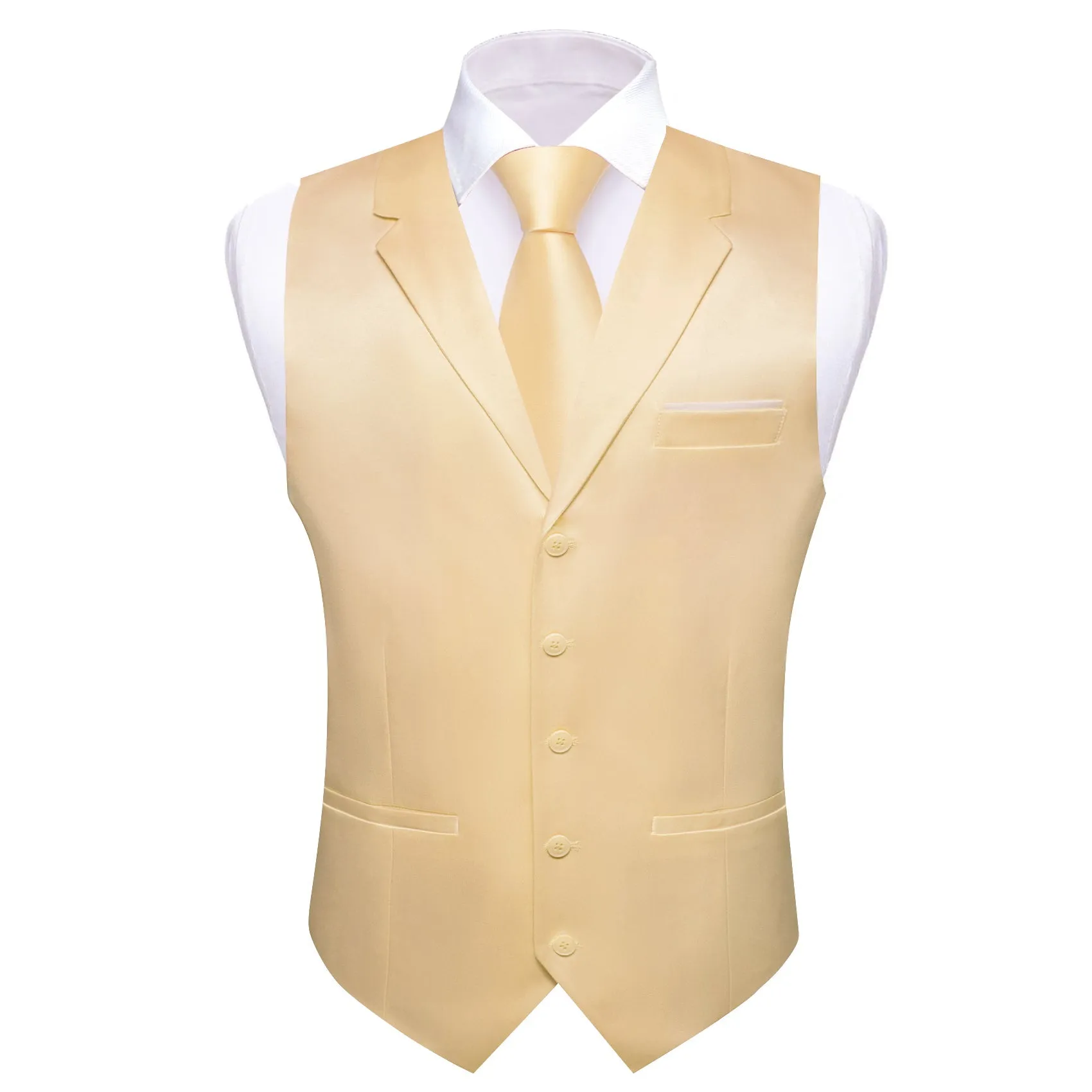 Wheat Solid Jacquard Men's Collar Vest