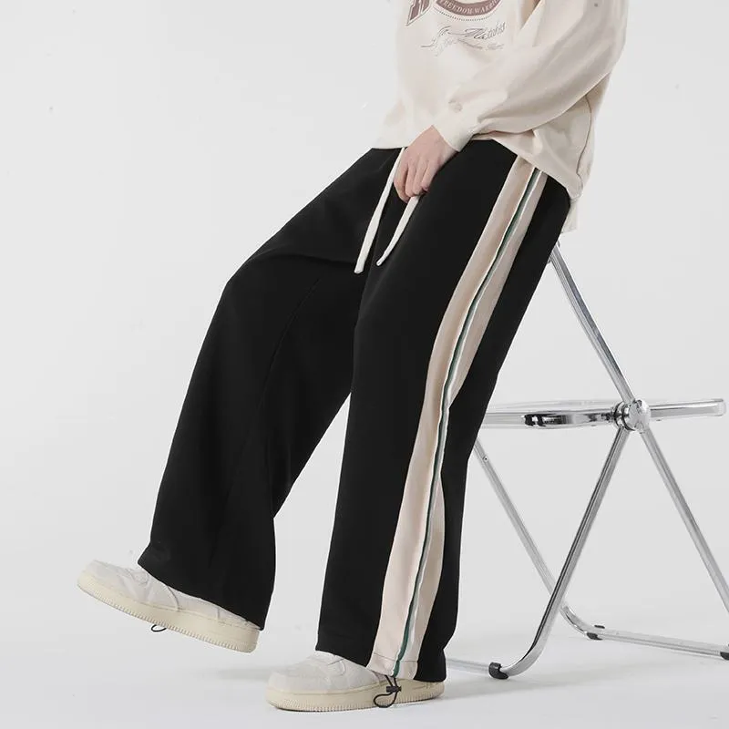 Wide-Leg Knitted Casual Tapered Straight Pants Sports Drawstring Sweatpant