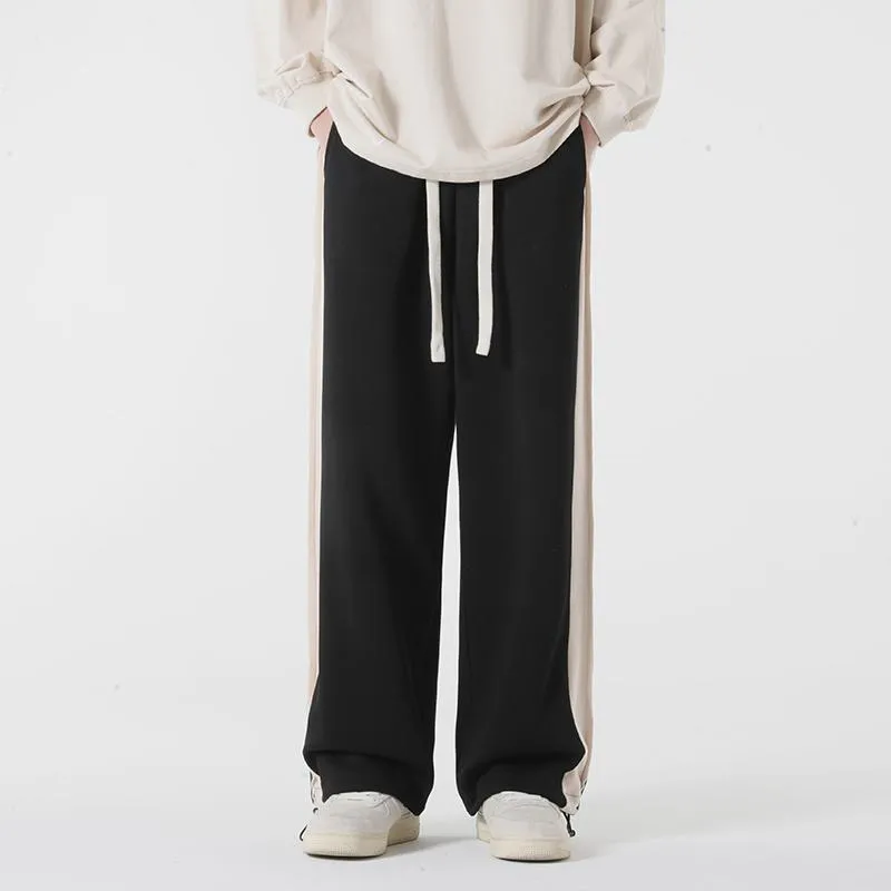 Wide-Leg Knitted Casual Tapered Straight Pants Sports Drawstring Sweatpant