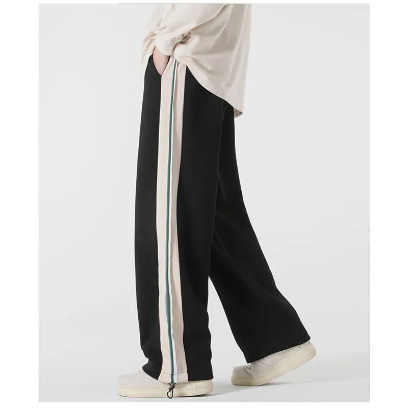 Wide-Leg Knitted Casual Tapered Straight Pants Sports Drawstring Sweatpant