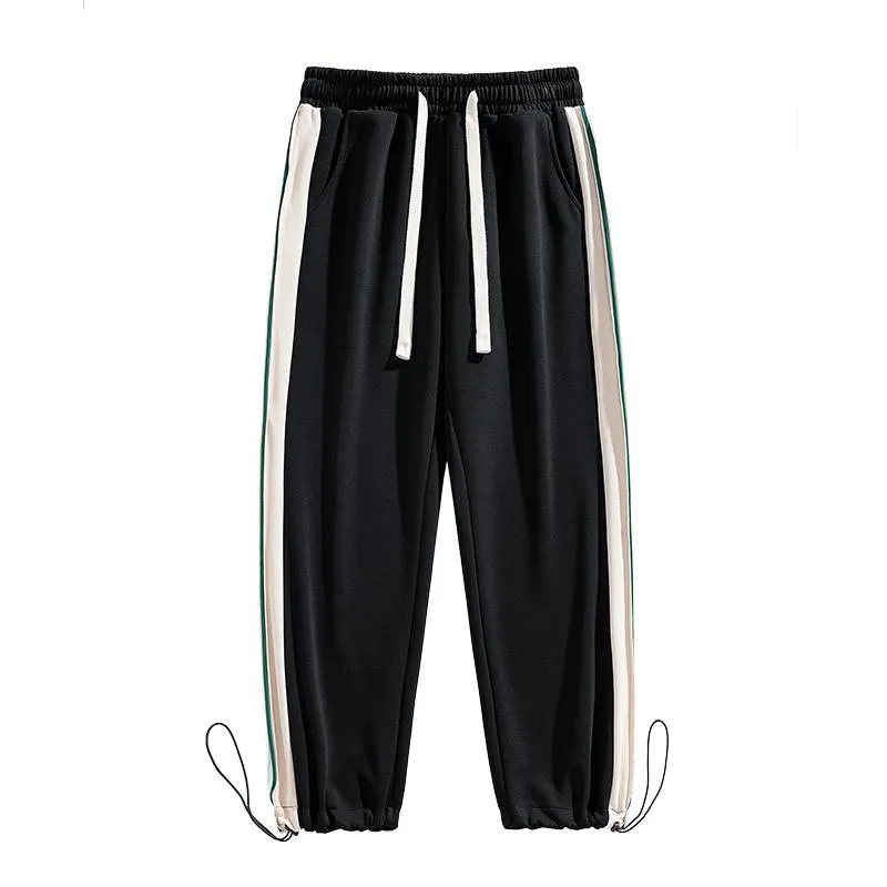 Wide-Leg Knitted Casual Tapered Straight Pants Sports Drawstring Sweatpant