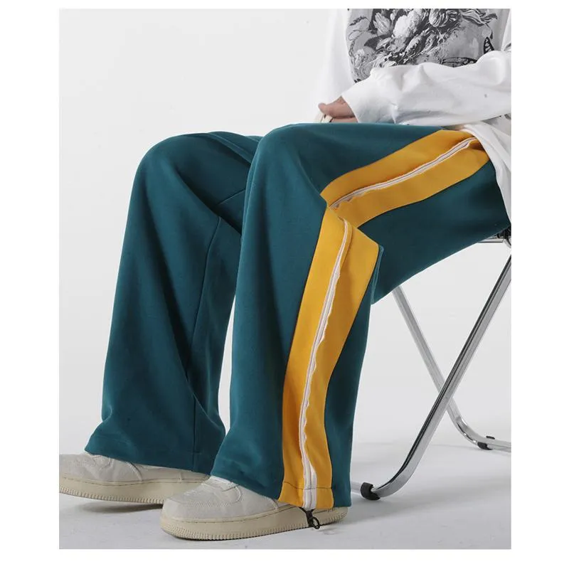 Wide-Leg Knitted Casual Tapered Straight Pants Sports Drawstring Sweatpant