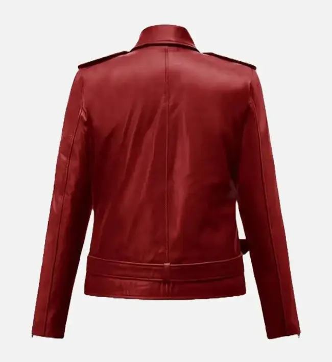 Women's Christmas Red Leather Jacket