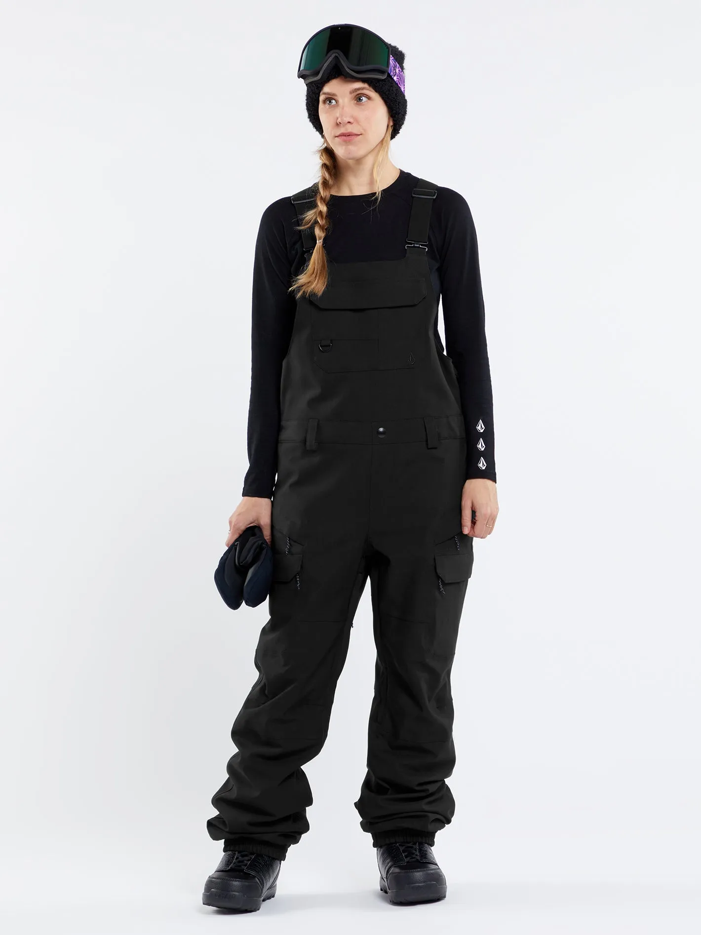 Womens Creston 3D Stretch Bib Overalls - Black