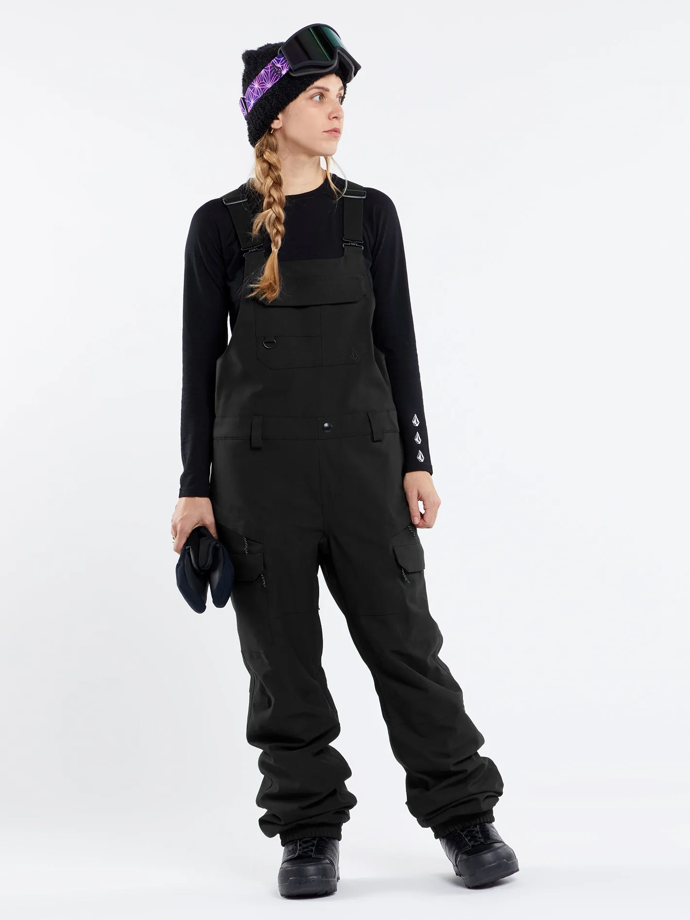 Womens Creston 3D Stretch Bib Overalls - Black