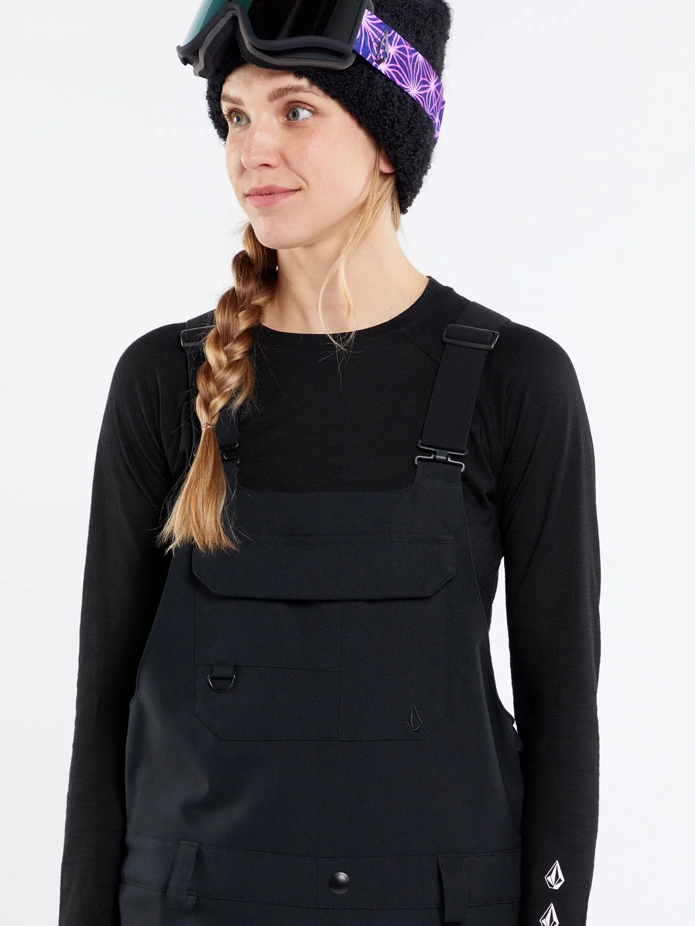 Womens Creston 3D Stretch Bib Overalls - Black