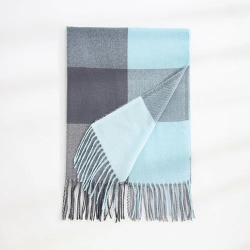 Women's Fall Winter Scarf Classic Tassel Plaid Scarf