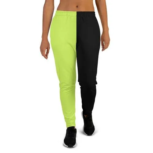 Women's Joggers, Mint and Black Two-Tone Style