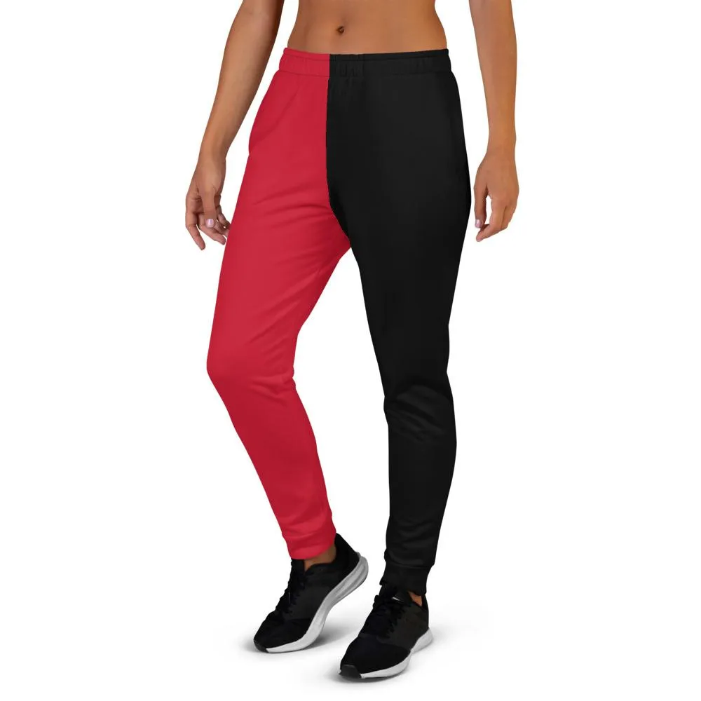 Women's Joggers, Red and Black Two-Tone Style