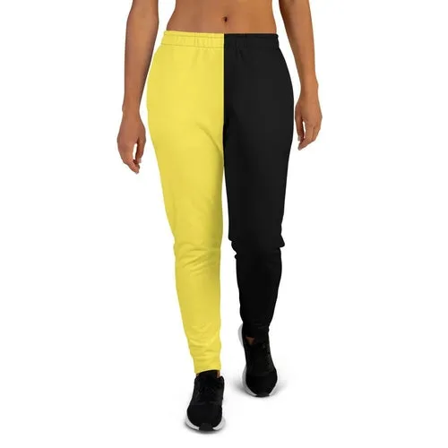 Women's Joggers, Yellow and Black Two Tone - Fade Resistant