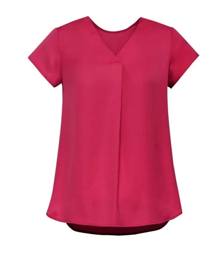 Womens Kayla V-neck Pleat Blouse