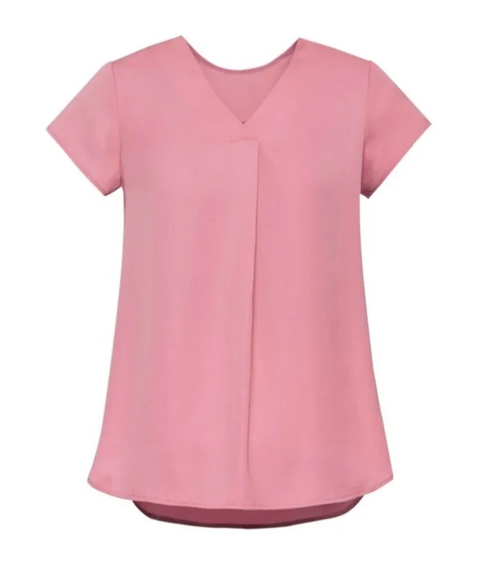 Womens Kayla V-neck Pleat Blouse