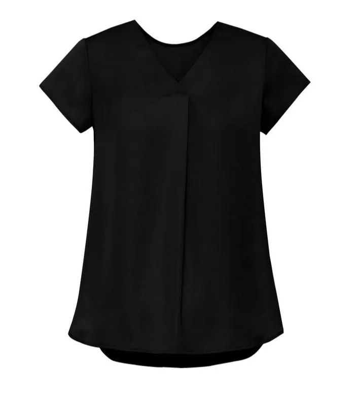 Womens Kayla V-neck Pleat Blouse