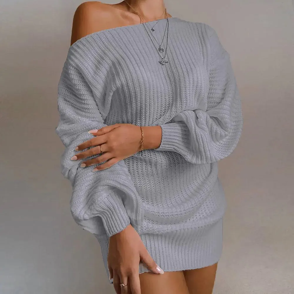 Women's Off-Shoulder Knitted Sweater Dress