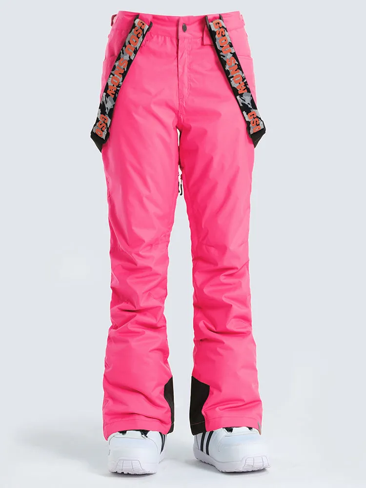 Women's Pink Thermal Warm High Waterproof Windproof Snowboard Ski Pants